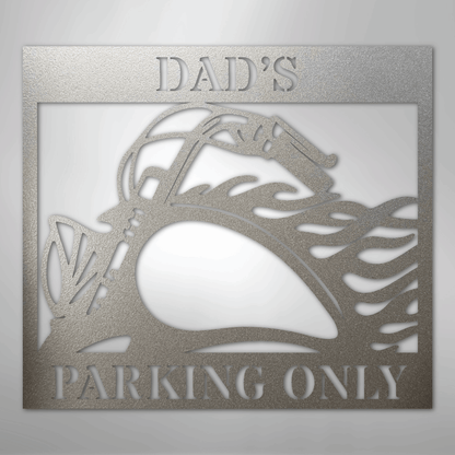 Custom Metal Wall Art - Personalized Hog Parking Name Sign Silver