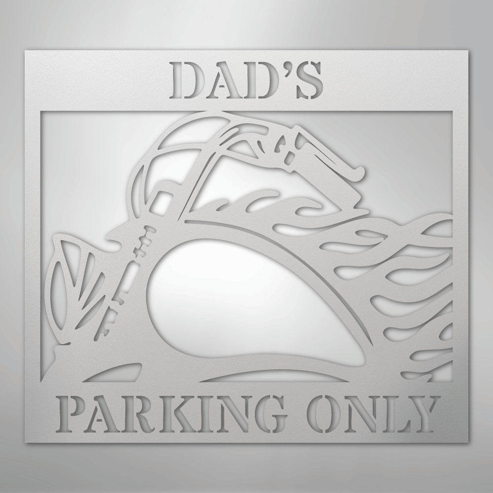 Custom Metal Wall Art - Personalized Hog Parking Name Sign White