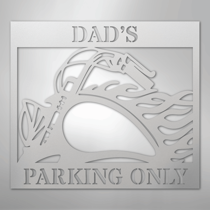 Custom Metal Wall Art - Personalized Hog Parking Name Sign White