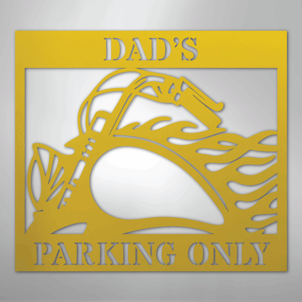 Custom Metal Wall Art - Personalized Hog Parking Name Sign Yellow