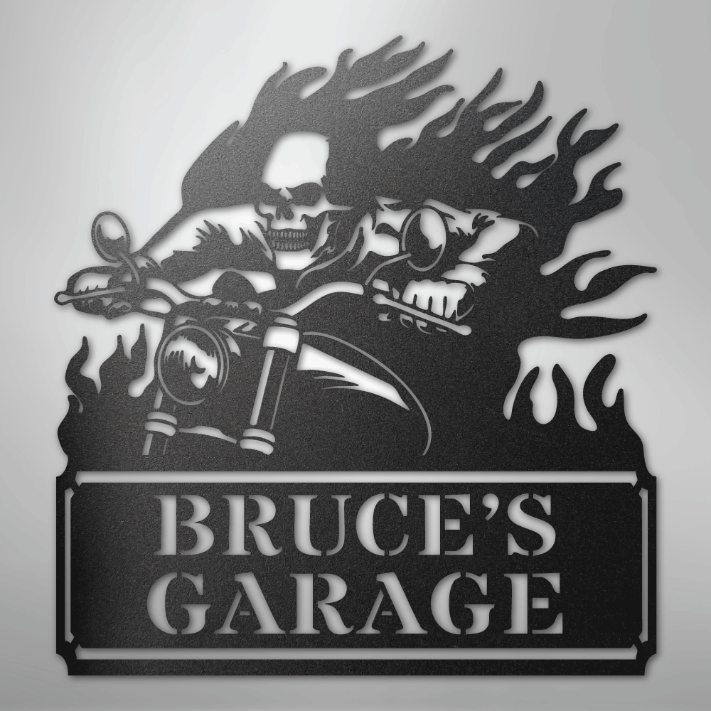 Custom Metal Wall Art - Personalized Demon Motorcycle Sign