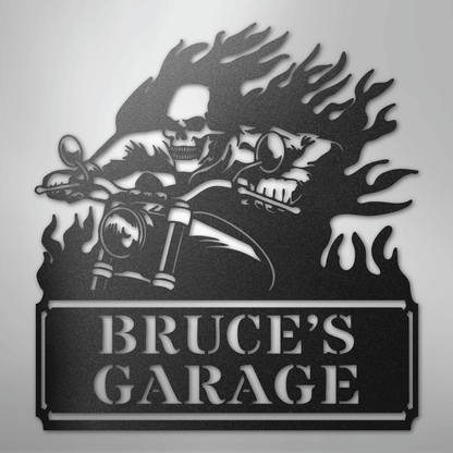 Custom Metal Wall Art - Personalized Demon Motorcycle Sign