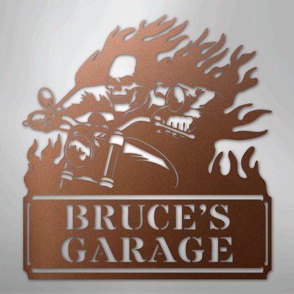 Custom Metal Wall Art - Personalized Demon Motorcycle Sign Copper