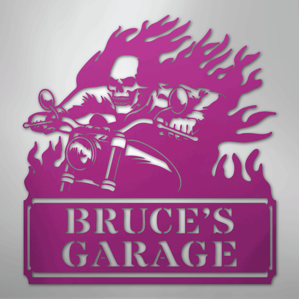 Custom Metal Wall Art - Personalized Demon Motorcycle Sign Purple