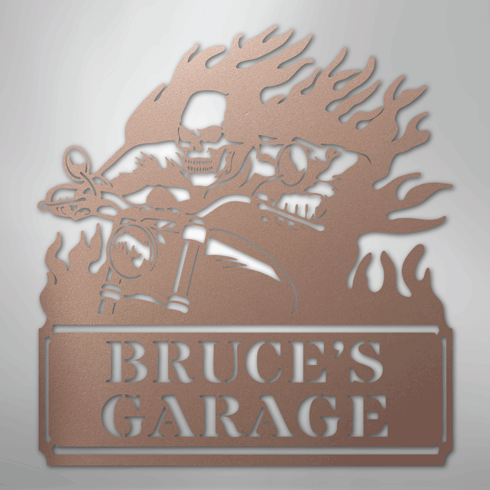 Custom Metal Wall Art - Personalized Demon Motorcycle Sign Rose