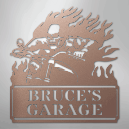 Custom Metal Wall Art - Personalized Demon Motorcycle Sign Rose