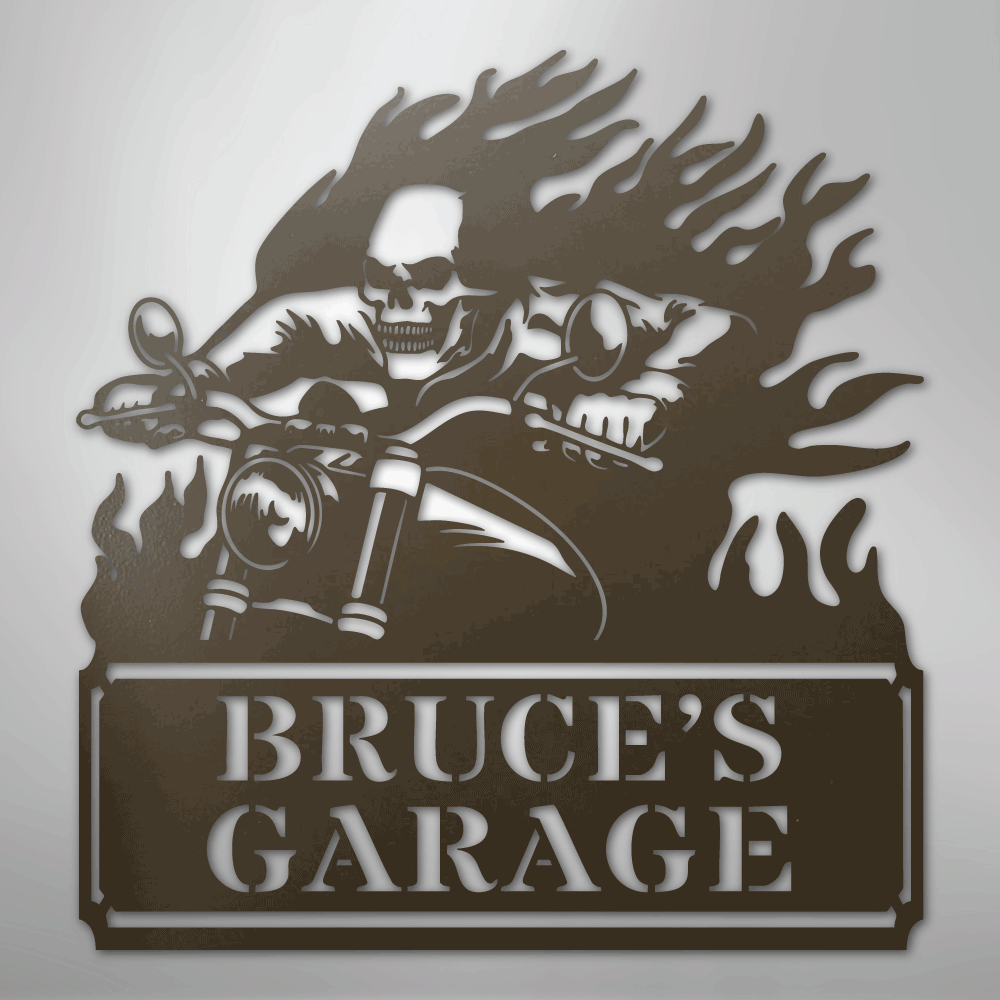 Custom Metal Wall Art - Personalized Demon Motorcycle Sign Stone