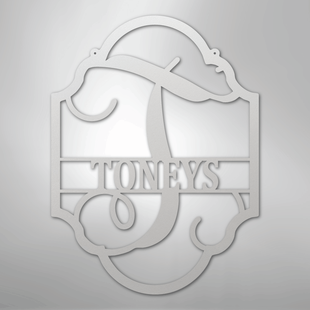 Custom Metal Wall Art - Personalized Split Letter Monogram Sign White