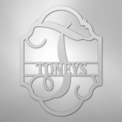 Custom Metal Wall Art - Personalized Split Letter Monogram Sign White