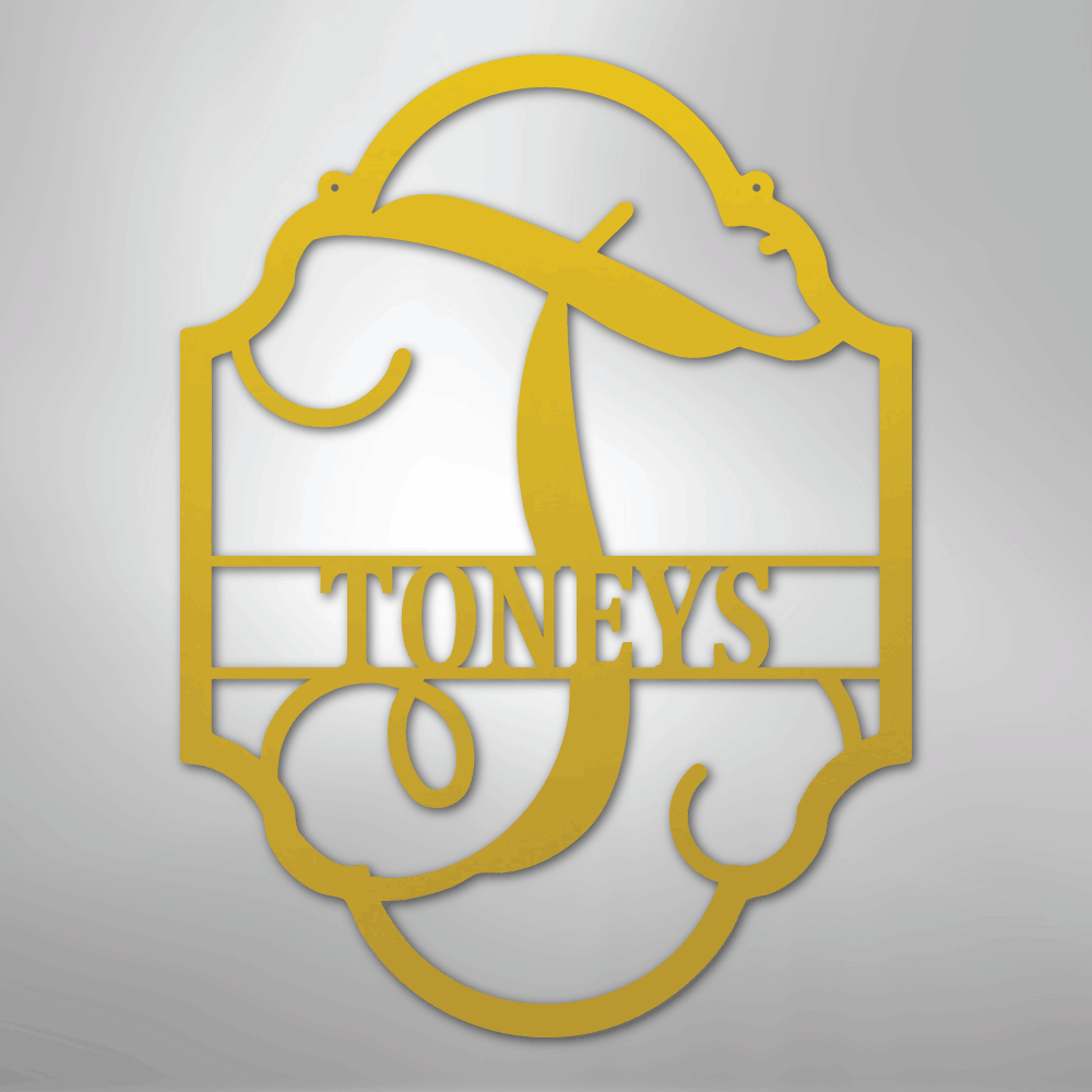 Custom Metal Wall Art - Personalized Split Letter Monogram Sign Yellow