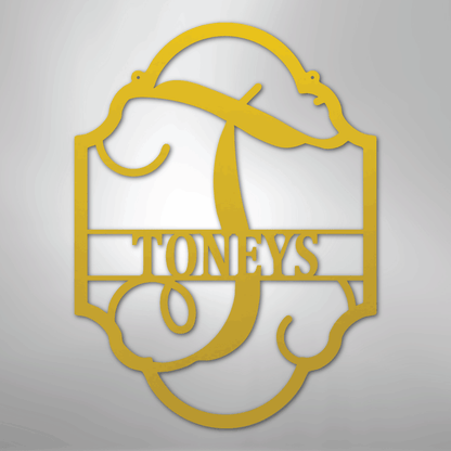 Custom Metal Wall Art - Personalized Split Letter Monogram Sign Yellow