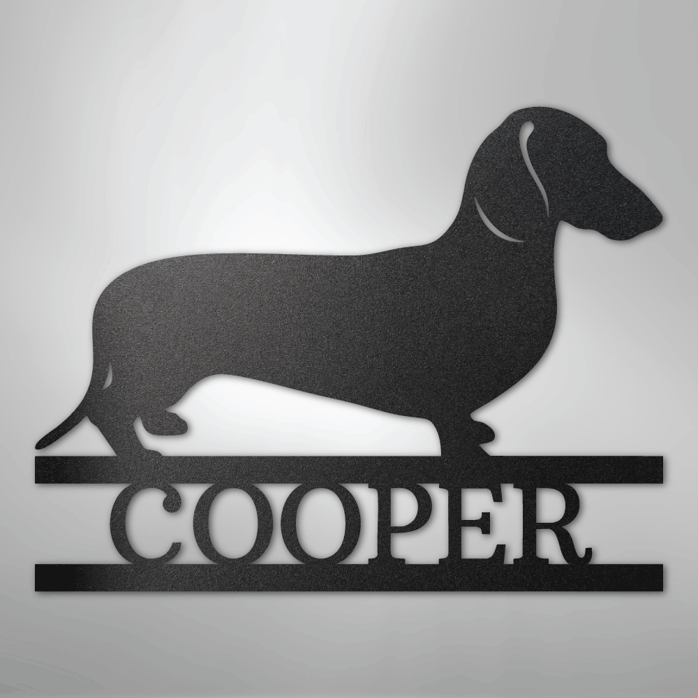 Custom Metal Wall Art - Personalized Dachshund Name Sign Black