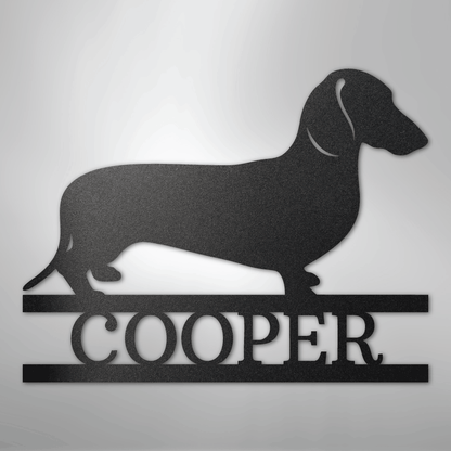 Custom Metal Wall Art - Personalized Dachshund Name Sign Black