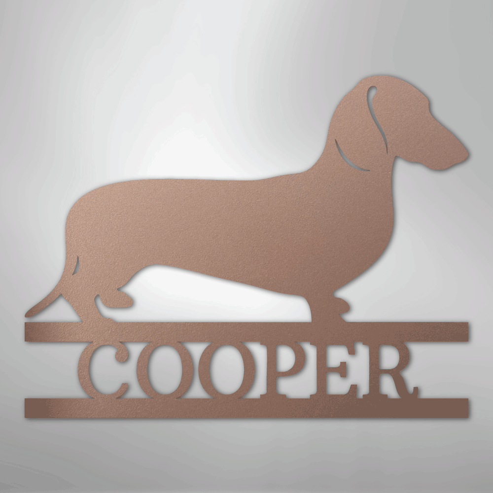 Custom Metal Wall Art - Personalized Dachshund Name Sign Rose