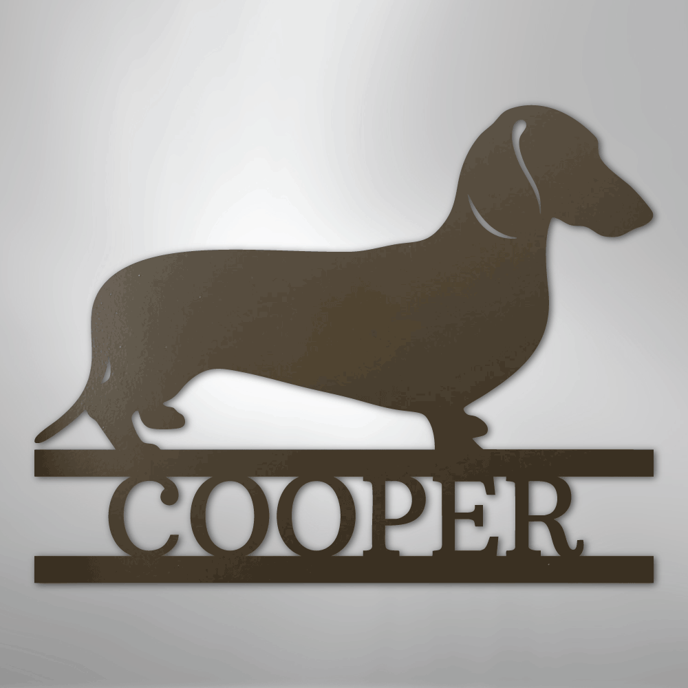 Custom Metal Wall Art - Personalized Dachshund Name Sign Stone
