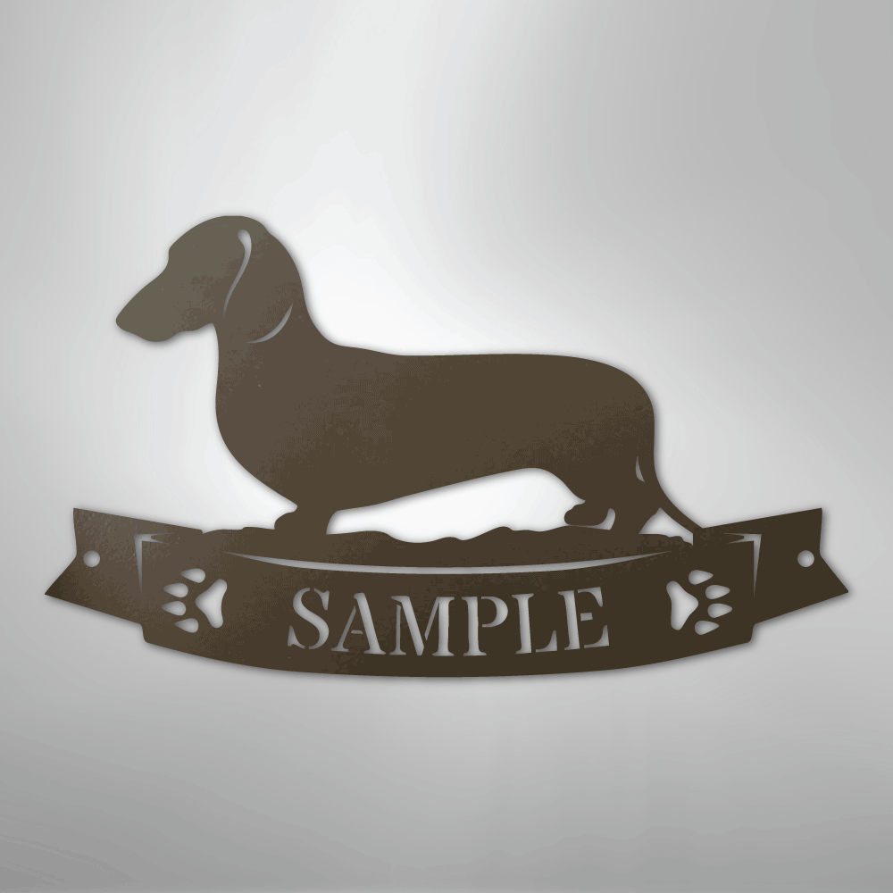 Custom Metal Wall Art - Personalized Dachshund Name Sign Stone