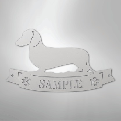 Custom Metal Wall Art - Personalized Dachshund Name Sign White