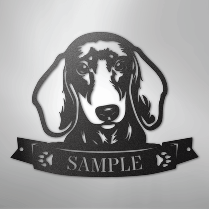 Custom Metal Wall Art - Personalized Dachshund Sign Black
