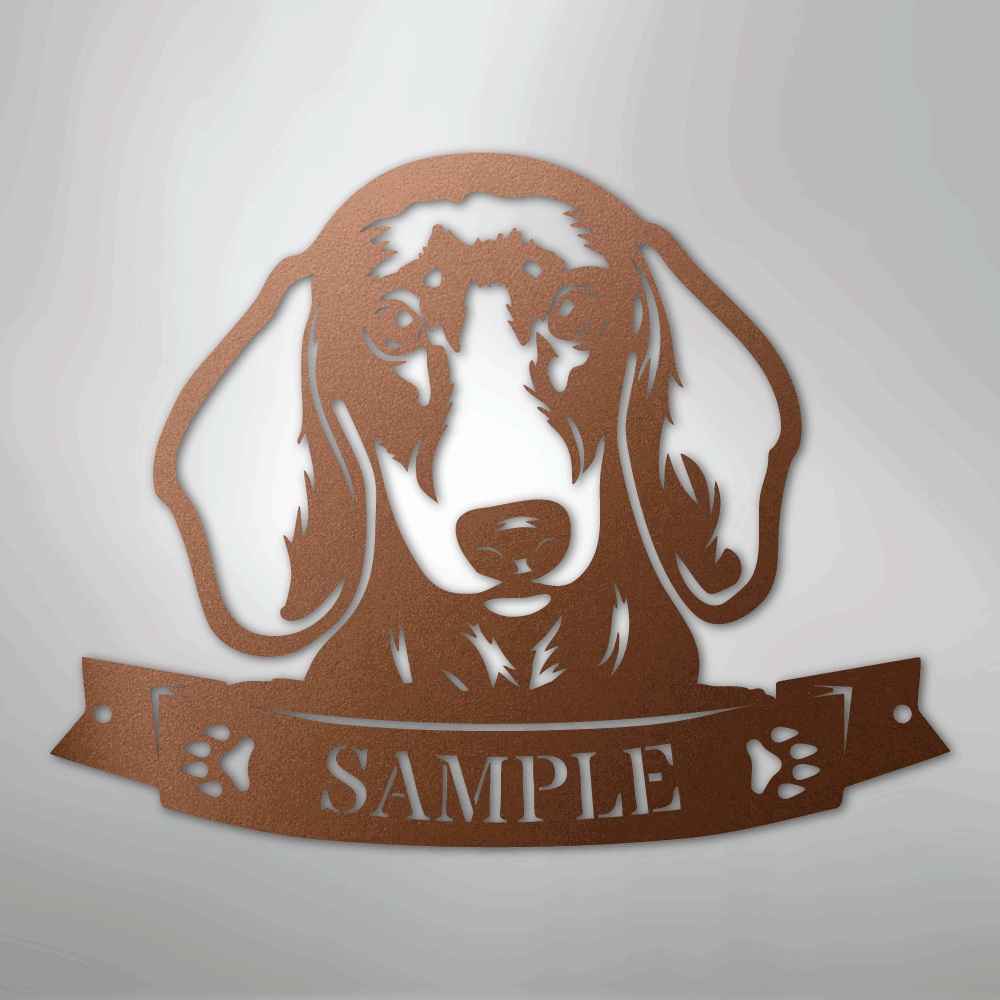 Custom Metal Wall Art - Personalized Dachshund Sign Copper