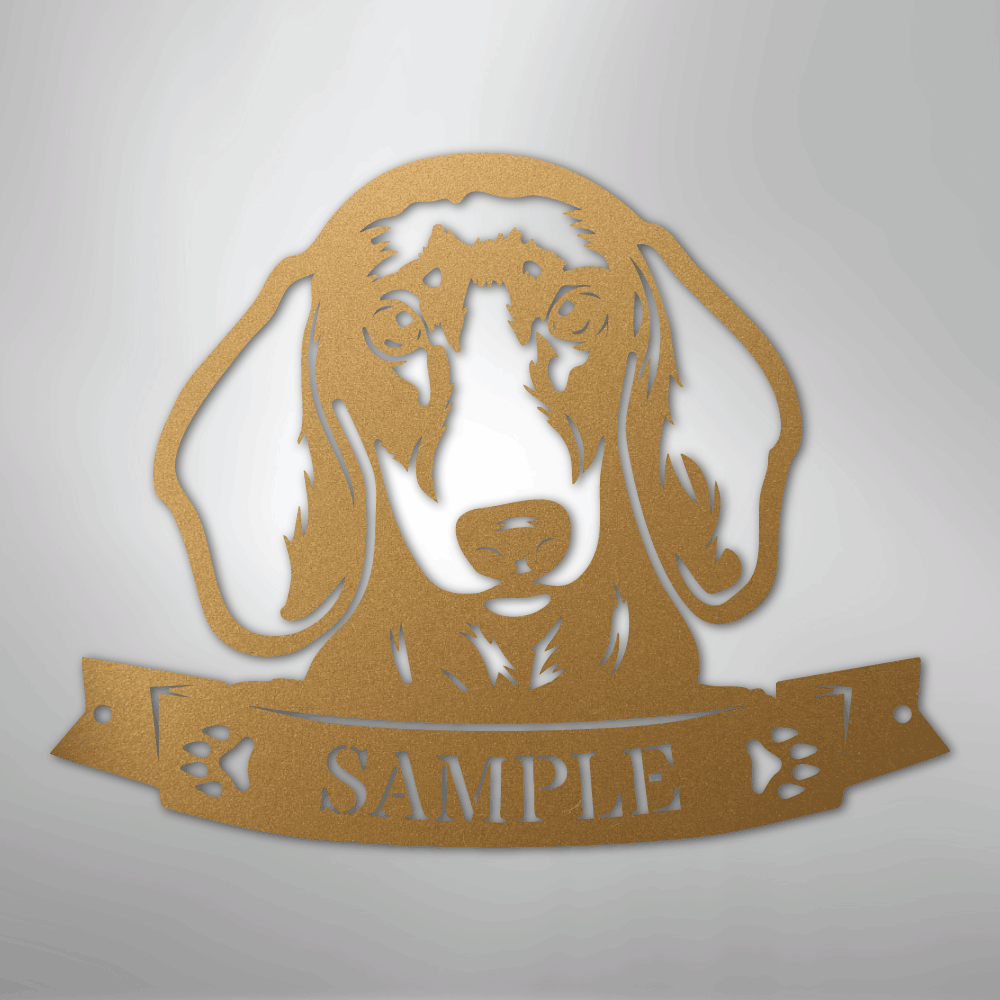 Custom Metal Wall Art - Personalized Dachshund Sign Gold