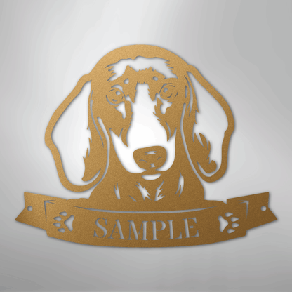 Custom Metal Wall Art - Personalized Dachshund Sign Gold