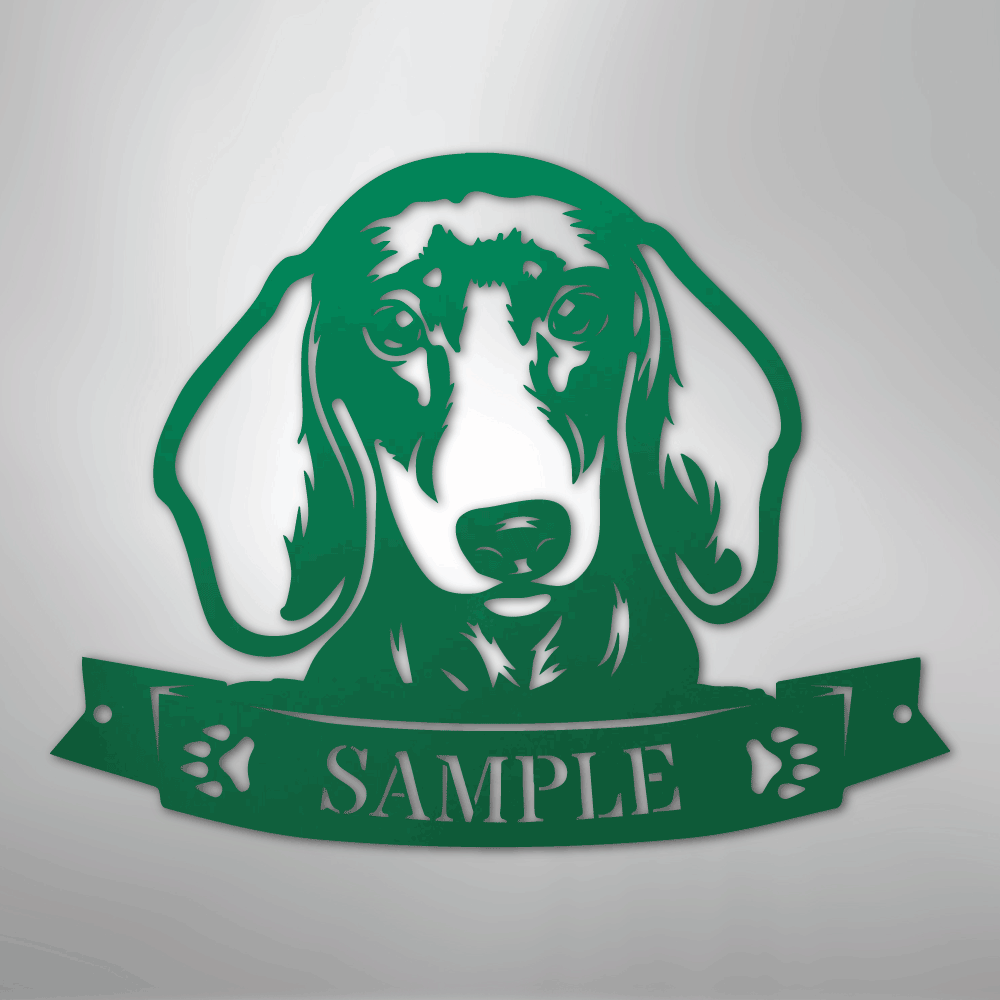 Custom Metal Wall Art - Personalized Dachshund Sign Green