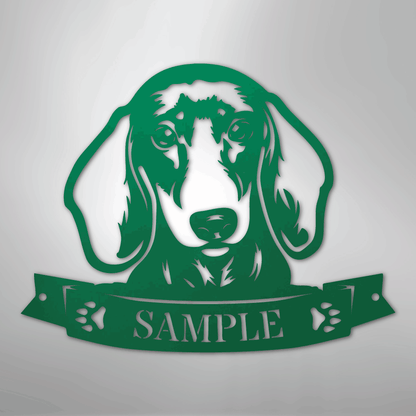 Custom Metal Wall Art - Personalized Dachshund Sign Green