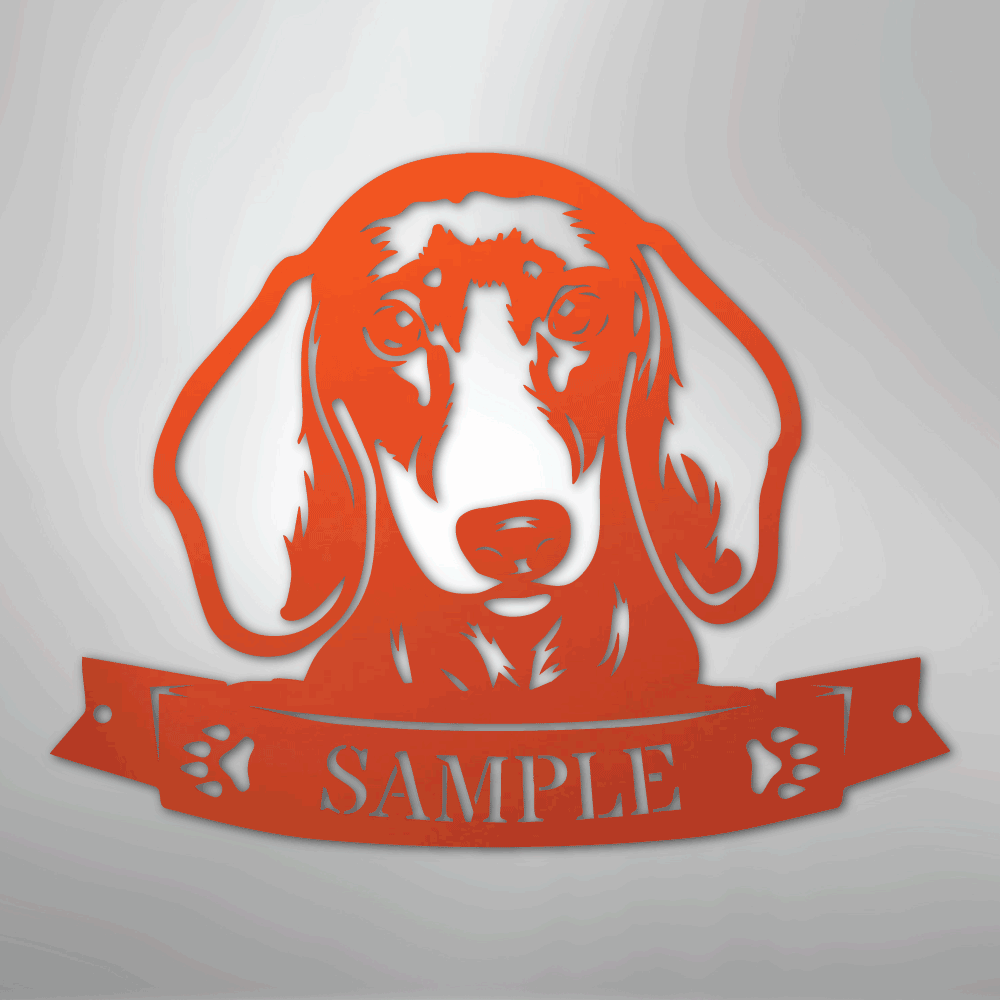 Custom Metal Wall Art - Personalized Dachshund Sign Orange