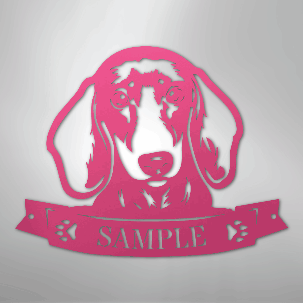 Custom Metal Wall Art - Personalized Dachshund Sign Pink