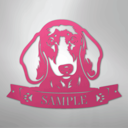 Custom Metal Wall Art - Personalized Dachshund Sign Pink