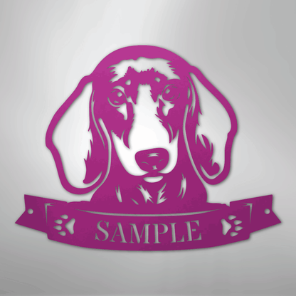 Custom Metal Wall Art - Personalized Dachshund Sign Purple