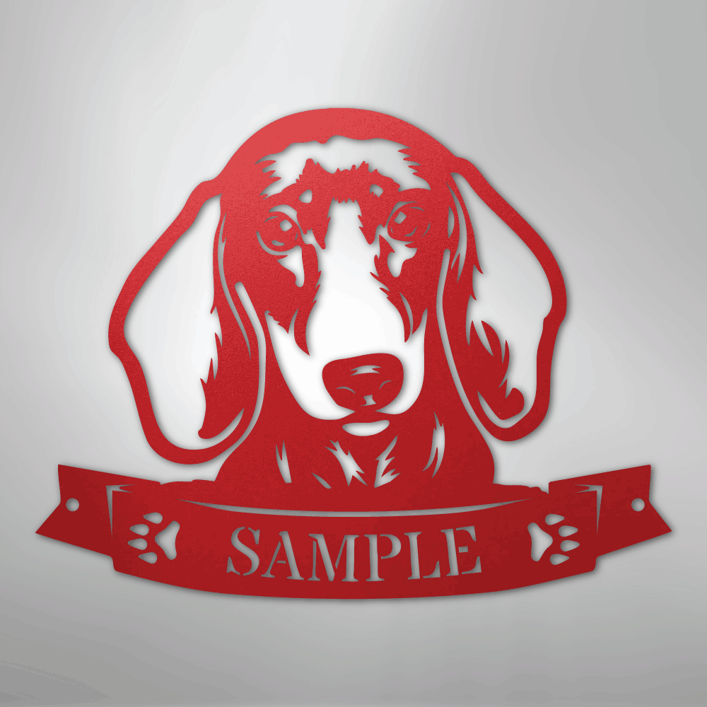 Custom Metal Wall Art - Personalized Dachshund Sign Red