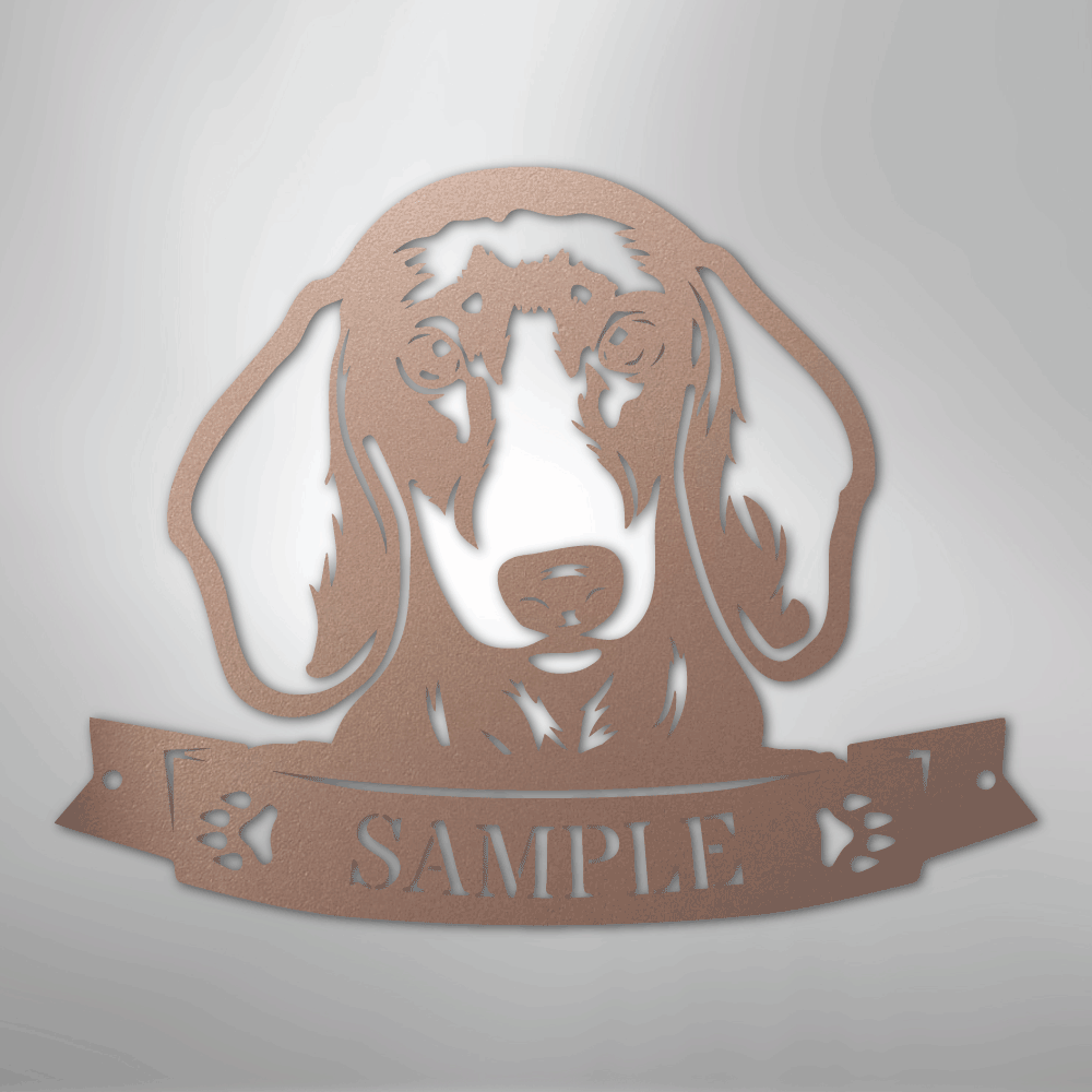 Custom Metal Wall Art - Personalized Dachshund Sign Rose