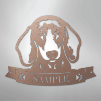 Custom Metal Wall Art - Personalized Dachshund Sign Rose