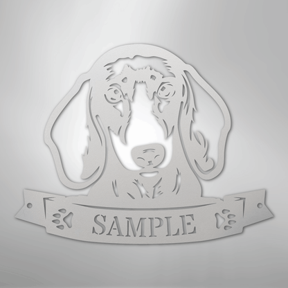 Custom Metal Wall Art - Personalized Dachshund Sign White