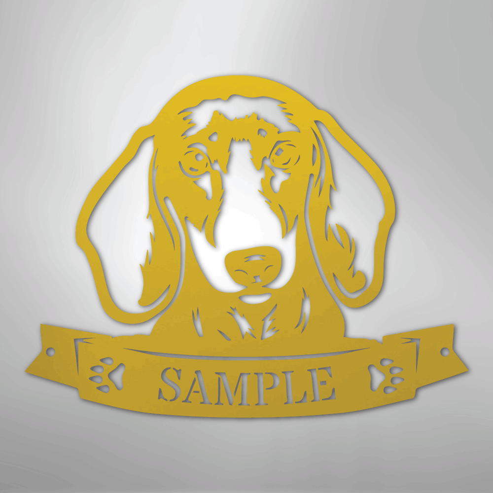 Custom Metal Wall Art - Personalized Dachshund Sign Yellow