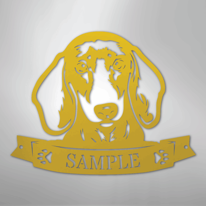 Custom Metal Wall Art - Personalized Dachshund Sign Yellow