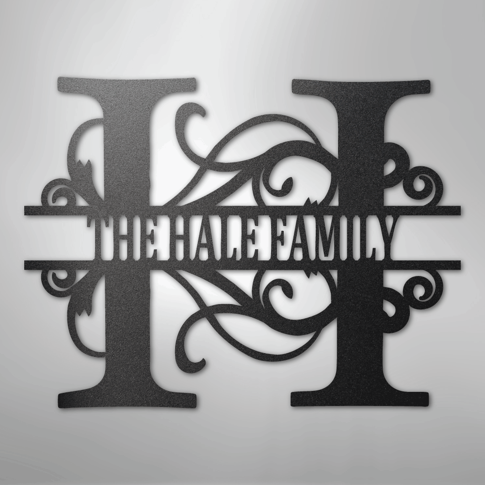 Custom Metal Wall Art - Family Split Letter Monogram Sign