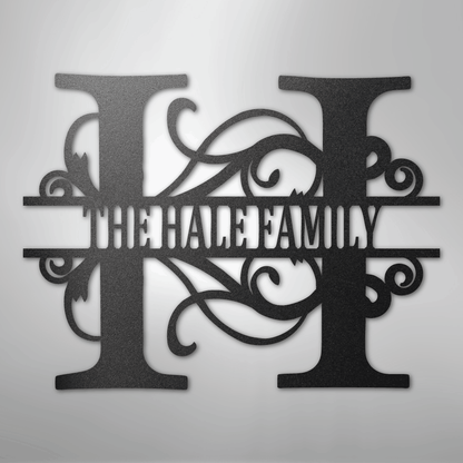 Custom Metal Wall Art - Family Split Letter Monogram Sign