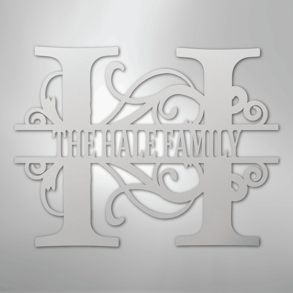 Custom Metal Wall Art - Family Split Letter Monogram Sign White