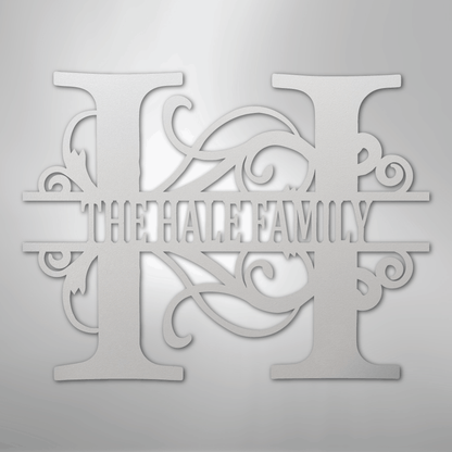 Custom Metal Wall Art - Family Split Letter Monogram Sign White