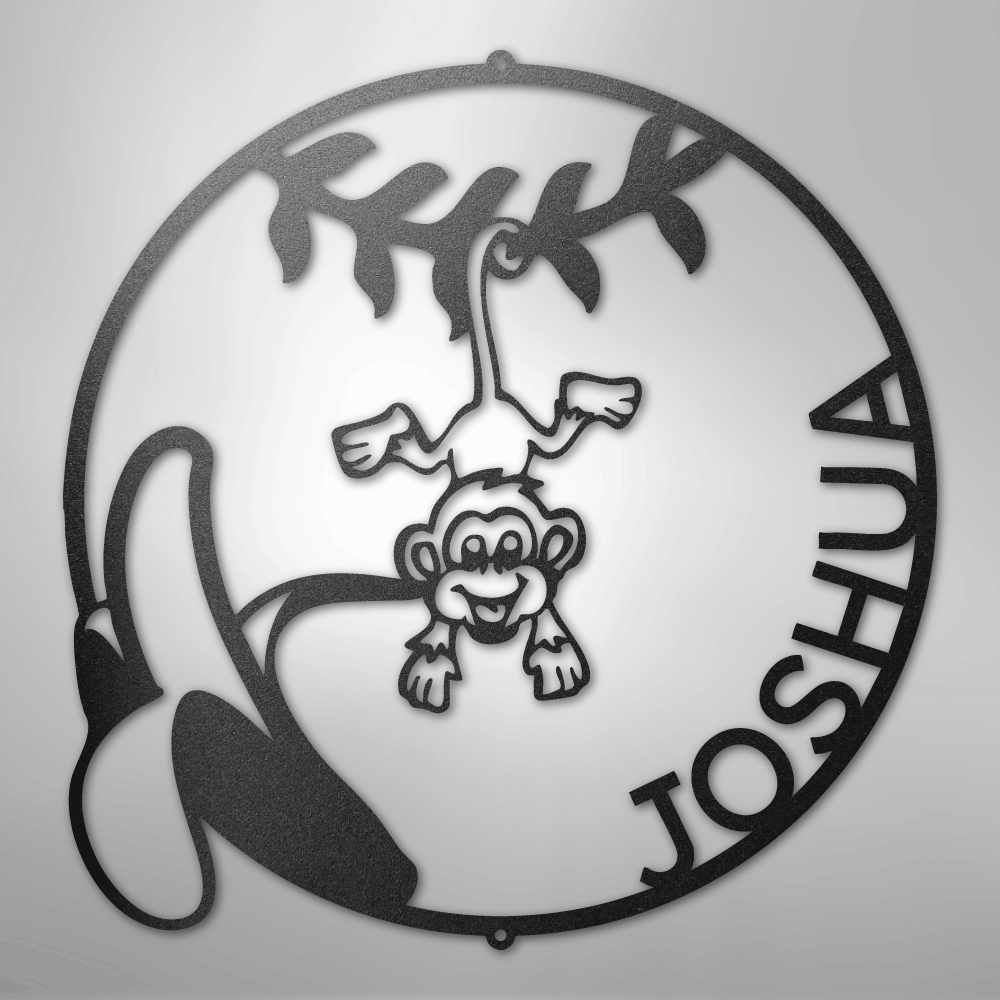 Custom Metal Wall Art - Personalized Little Monkey Name Sign