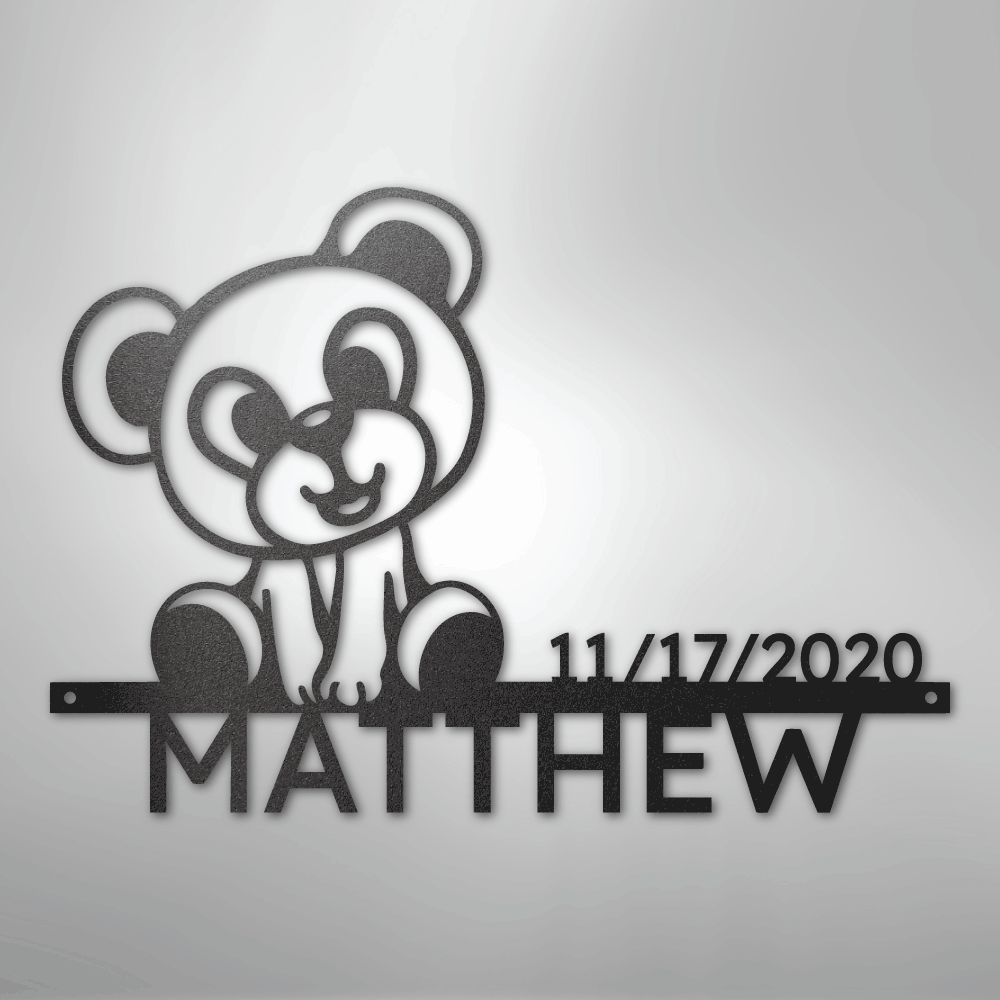 Custom Metal Wall Art - Personalized Teddy Bear Name Sign