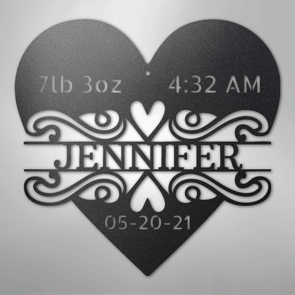 Custom Metal Wall Art - Personalized Newborn Name Sign