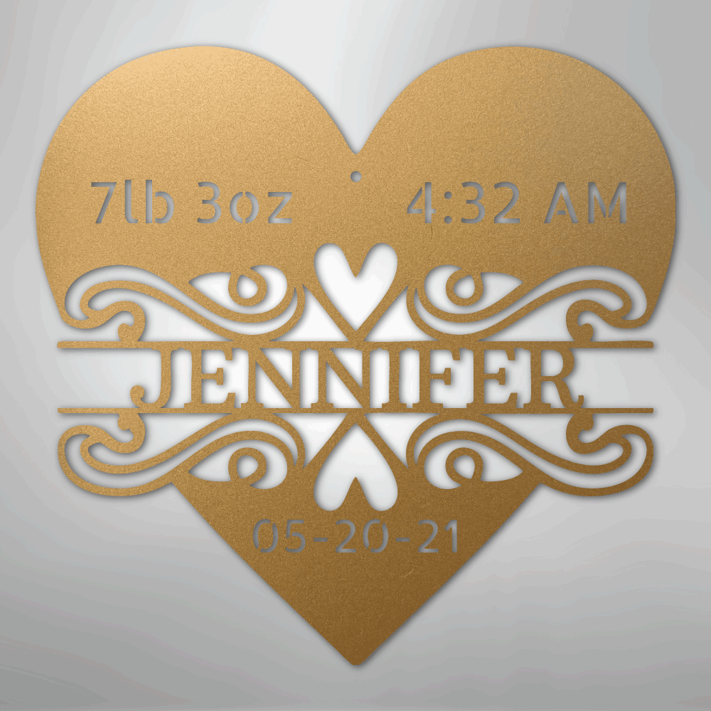 Custom Metal Wall Art - Personalized Newborn Name Sign Gold
