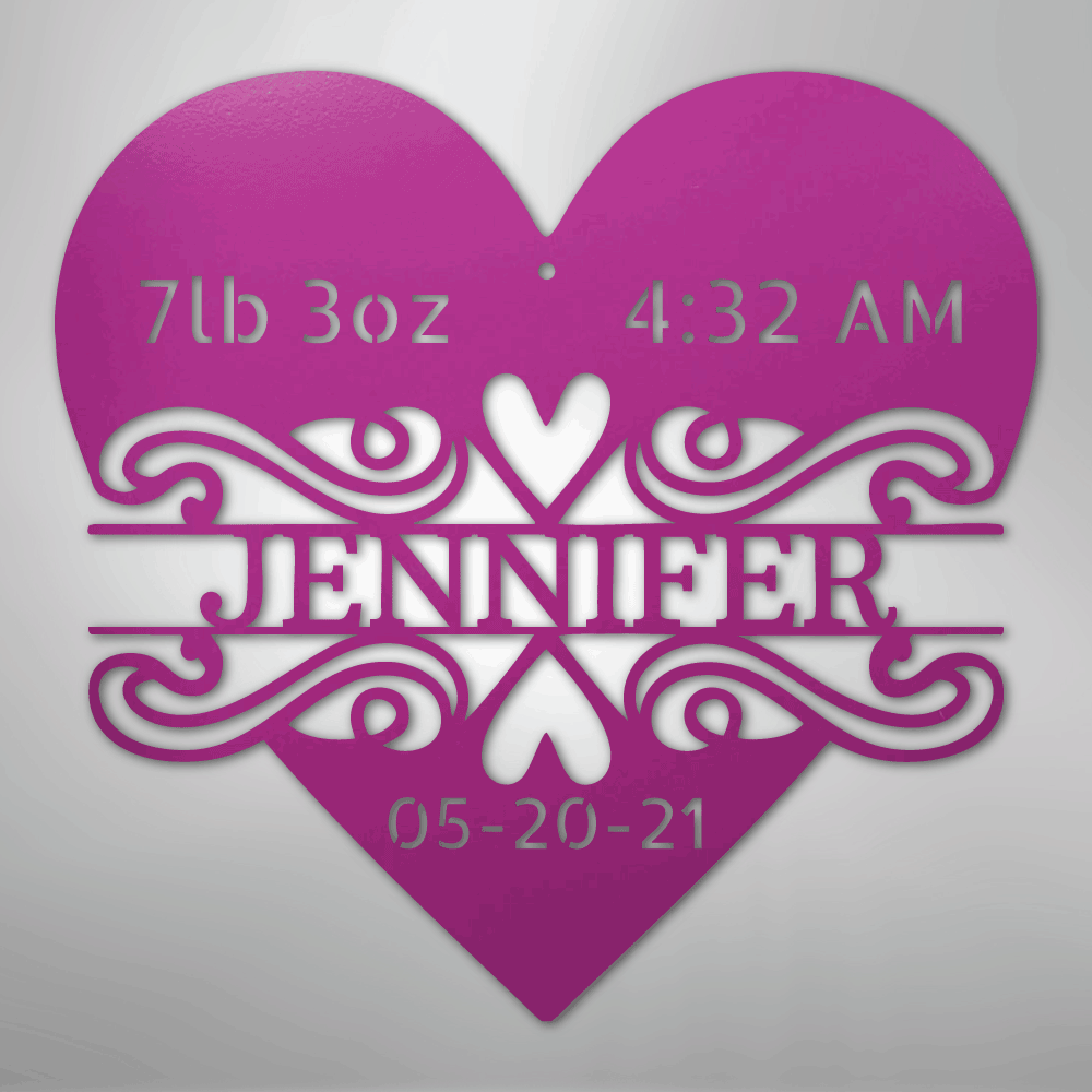Custom Metal Wall Art - Personalized Newborn Name Sign Purple