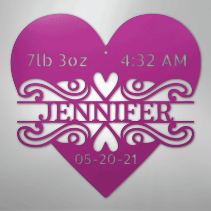 Custom Metal Wall Art - Personalized Newborn Name Sign Purple