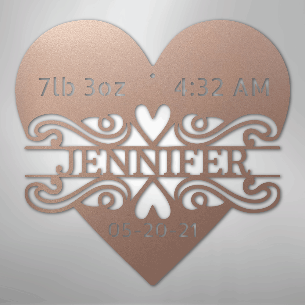 Custom Metal Wall Art - Personalized Newborn Name Sign Rose