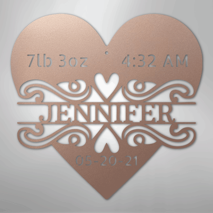 Custom Metal Wall Art - Personalized Newborn Name Sign Rose