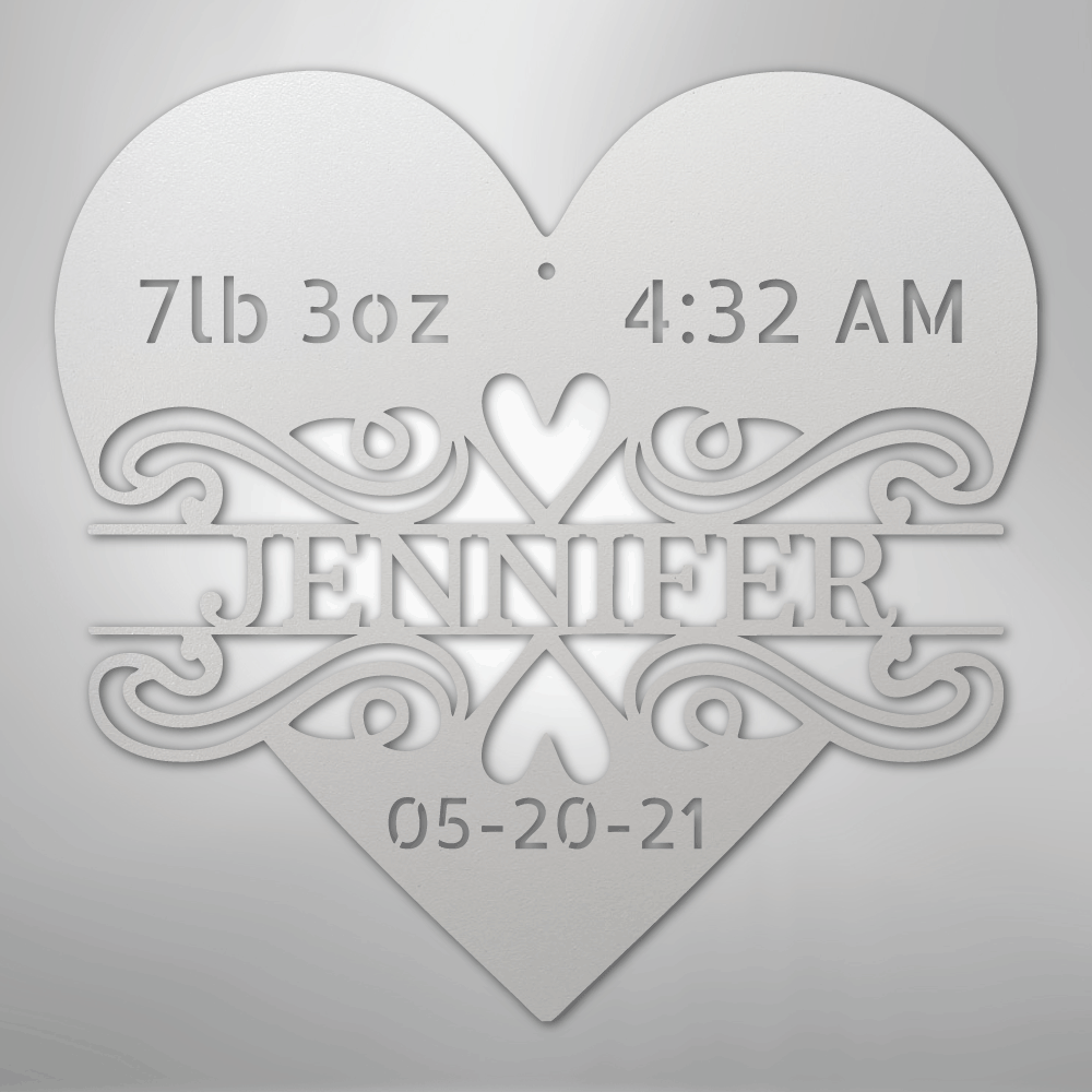 Custom Metal Wall Art - Personalized Newborn Name Sign White